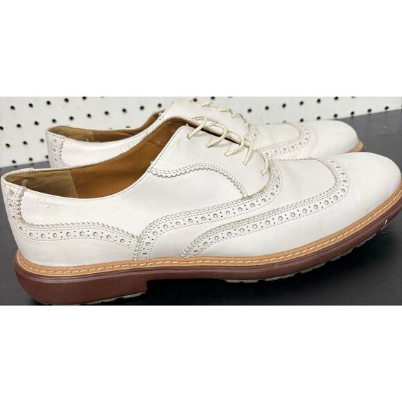 Salvatore Ferragamo White Leather Wingtip Brogues Mens Size 11 main image 9